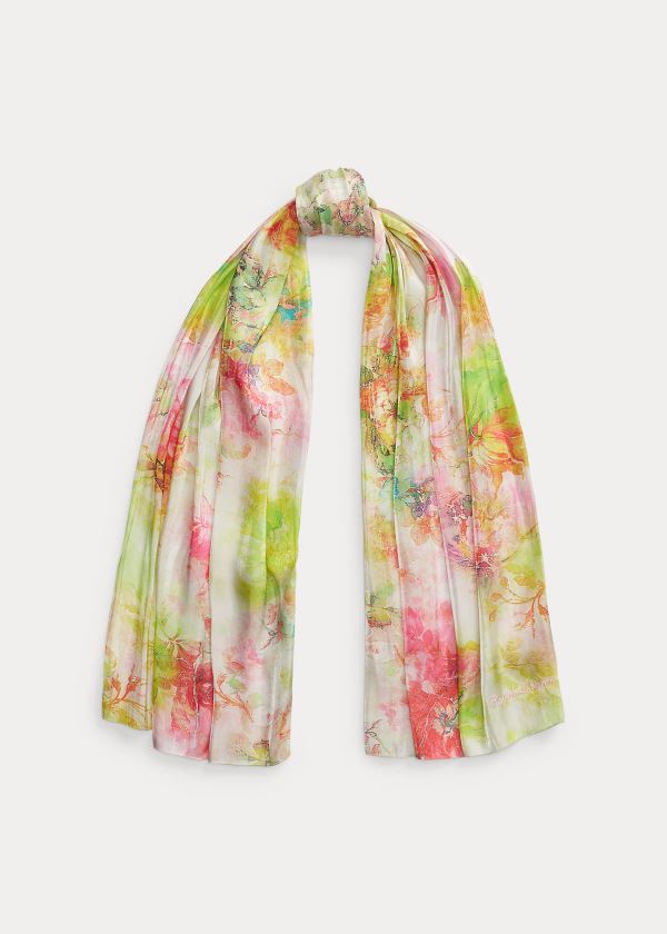 Bufandas Ralph Lauren Mujer Rosas / Verdes Multicolor - Floral Satin - NBMDU4501